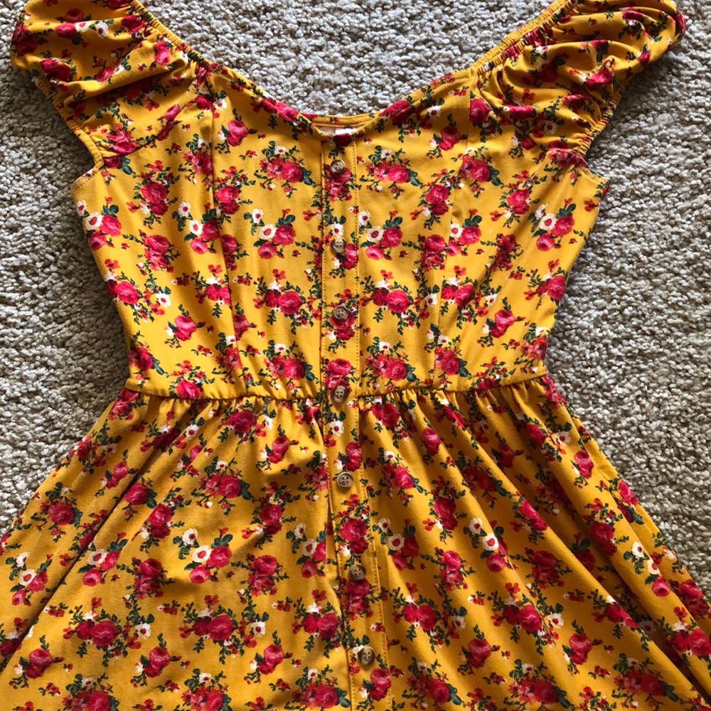 Mustard yellow with flowers dress
